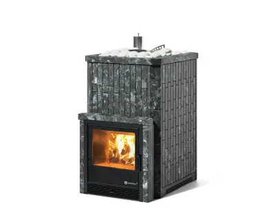 Фото Печь Изистим Южная 16 с топкой из парной  - Камень Пироксенит в магазине Woodson Фото Печь Изистим Южная 16 с топкой из парной  - Камень Пироксенит в магазине Woodson