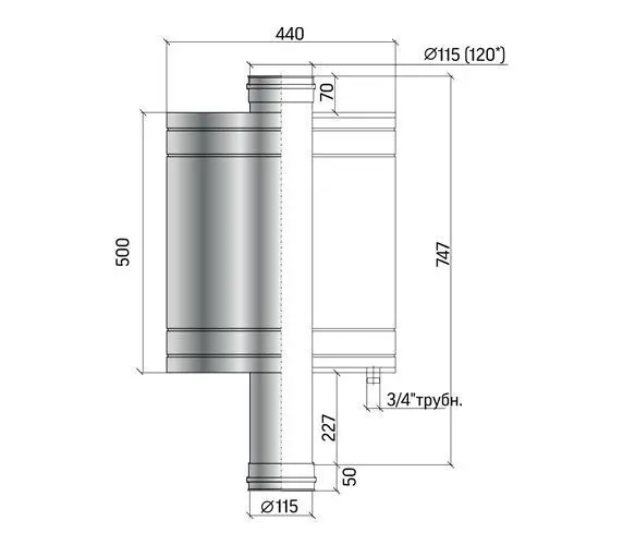 Бак печной овальный 40, 304-0.8 мм, 115/D115 (К)