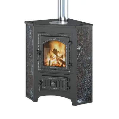 Фото Печь-Камин ВЕЗУВИЙ ПК-01 (220) угловой, амфиболит с конфоркой 9 кВт (150 м3) Ø 115мм в магазине Woodson Фото Печь-Камин ВЕЗУВИЙ ПК-01 (220) угловой, амфиболит с конфоркой 9 кВт (150 м3) Ø 115мм в магазине Woodson