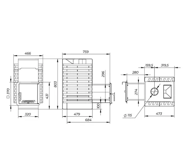 Фото Печь банная "РАДА ТЕРМА 2026" ЗК 6мм 20L, дверца стальная в магазине Woodson