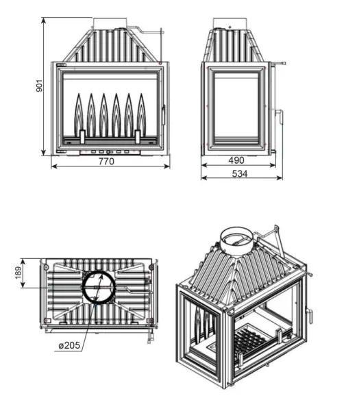 Каминная топка EVEREST A16 P Каминная топка EVEREST A16 P