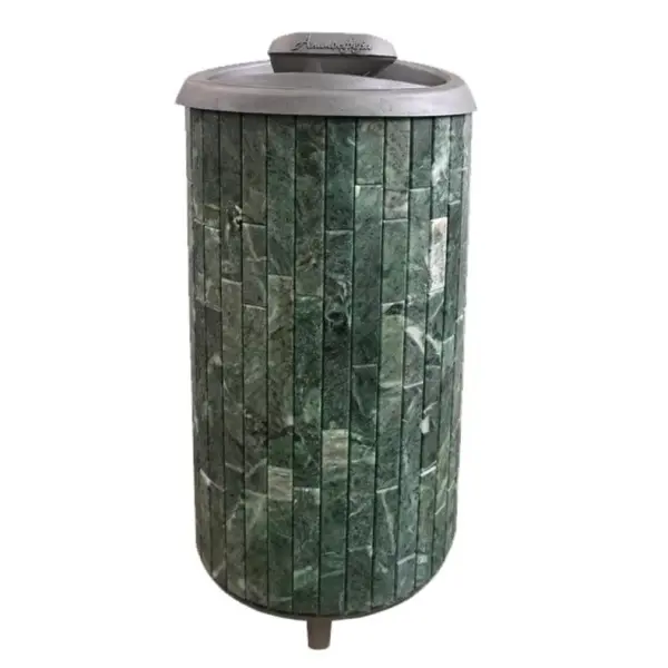 Фото Печь банная "Атмосфера XL" в ламелях из натурального камня "Змеевик" наборный в магазине Woodson