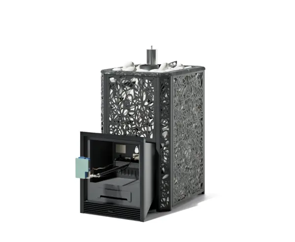 Фото Печь Изистим Ялта 25/2025 Хохлома черный, ГГУ-40  в магазине Woodson