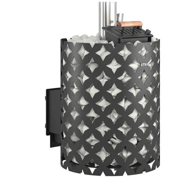 Фото Чугунная печь для бани ЭТНА 18 (Панорама) Закрытая каменка в магазине Woodson