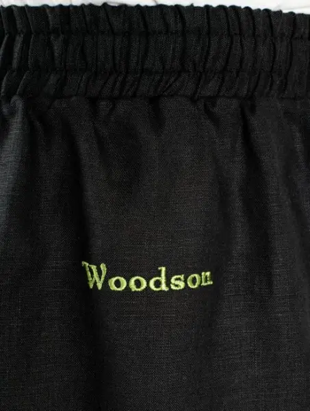 Комплект банщика #1 Woodson, чёрный лён c цветной полосой (46-48)