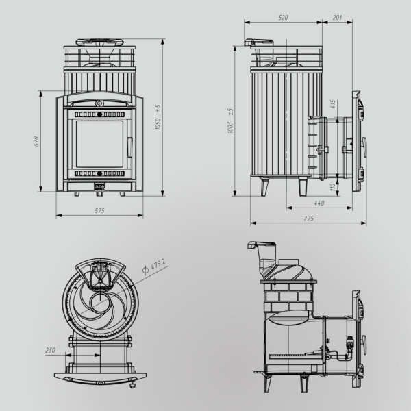 Фото Печь банная "Атмосфера L" Змеевик ламель+сетка с газовой горелкой в магазине Woodson