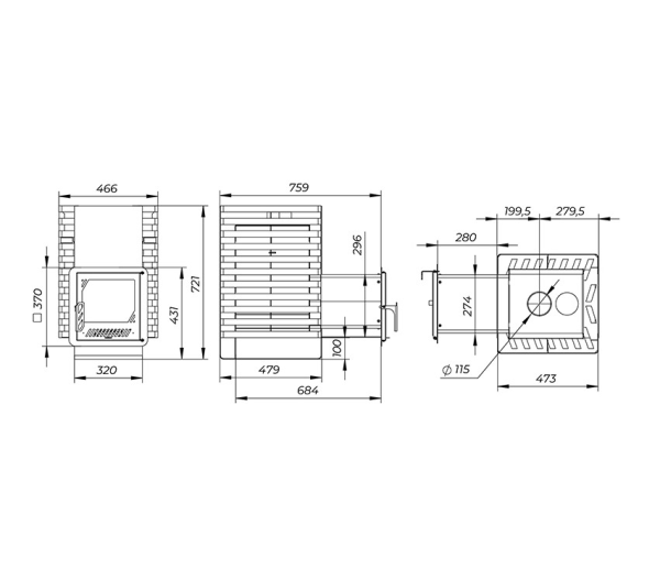 Фото Печь банная "РАДА ТЕРМА 2026" ОК 8мм 20L, дверца стальная в магазине Woodson