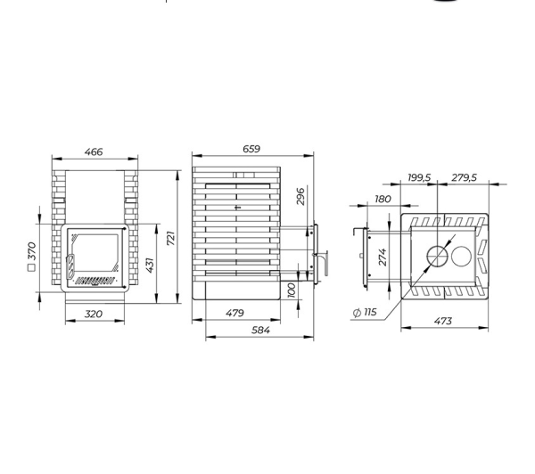 Фото Печь банная "РАДА ТЕРМА 2026" ОК 4мм 20M, дверца со стеклом в магазине Woodson