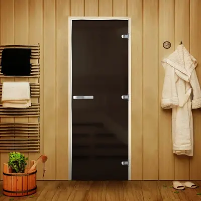 Дверь Люкс Серая Matelux 1900*700 (3п,8мм) L,вертикальная ручка